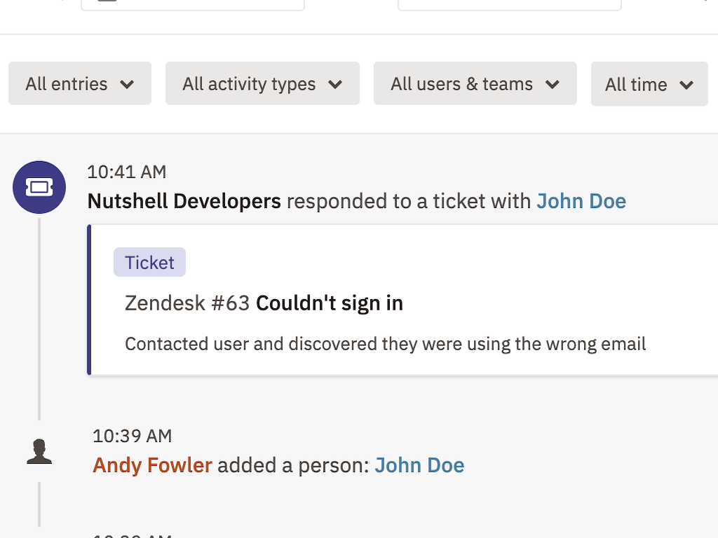 Nutshell feature detail — CRM and Marketing app on the Zendesk Marketplace